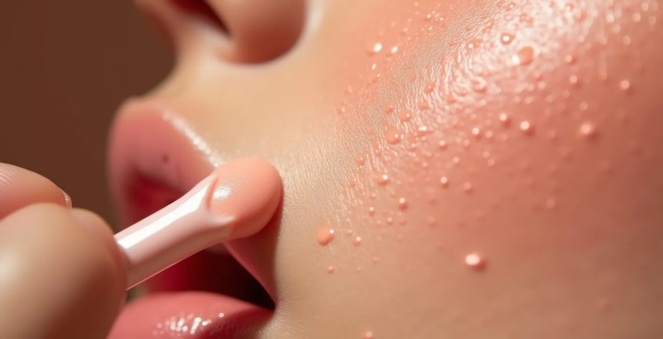 Aplicación de tinte en mejillas con técnica de difuminado ascendente