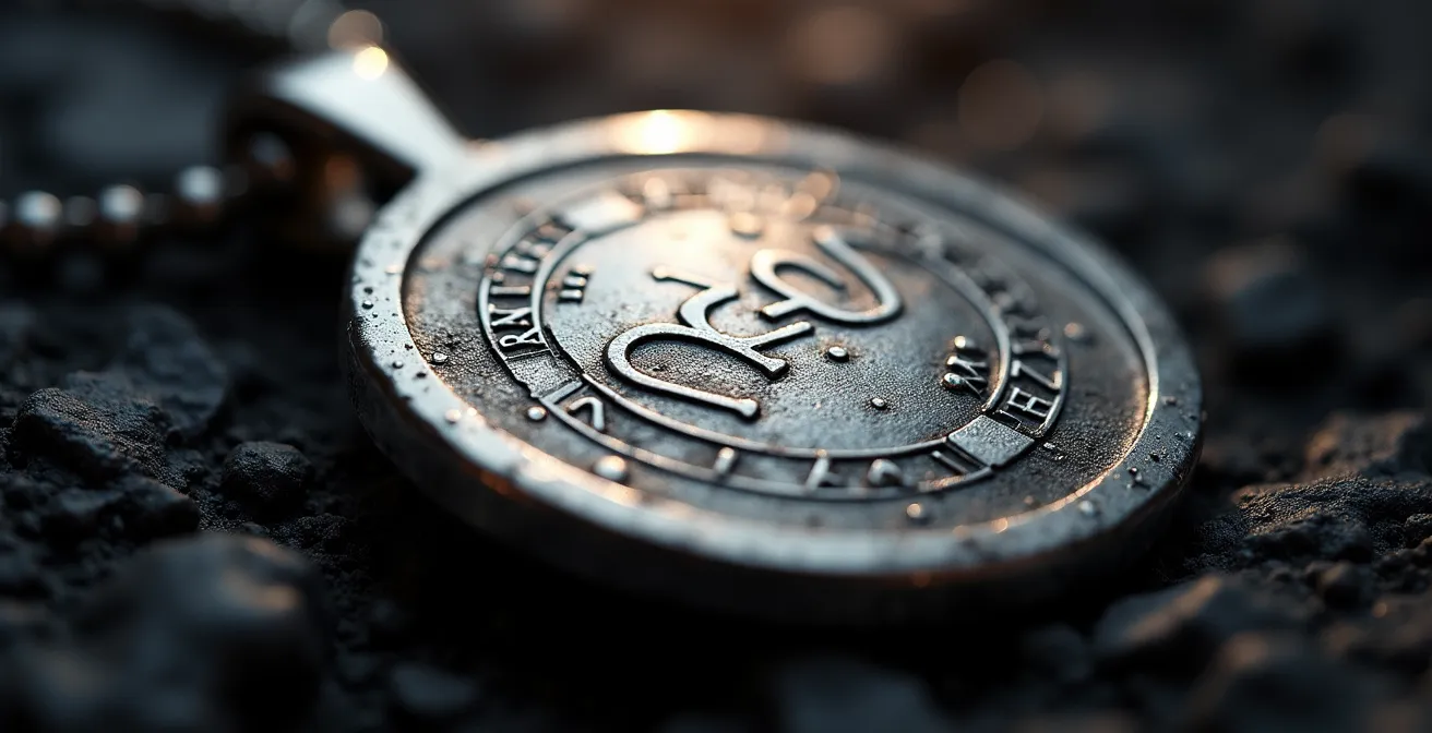 Joya con grabado de coordenadas geográficas especiales que simbolizan un lugar secreto y personal