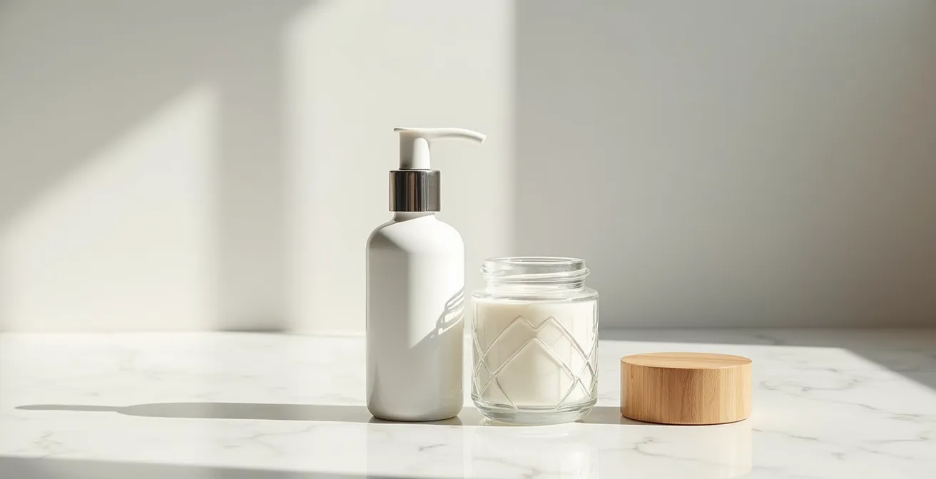 Comparación visual entre envase airless y tarro tradicional de cosmética