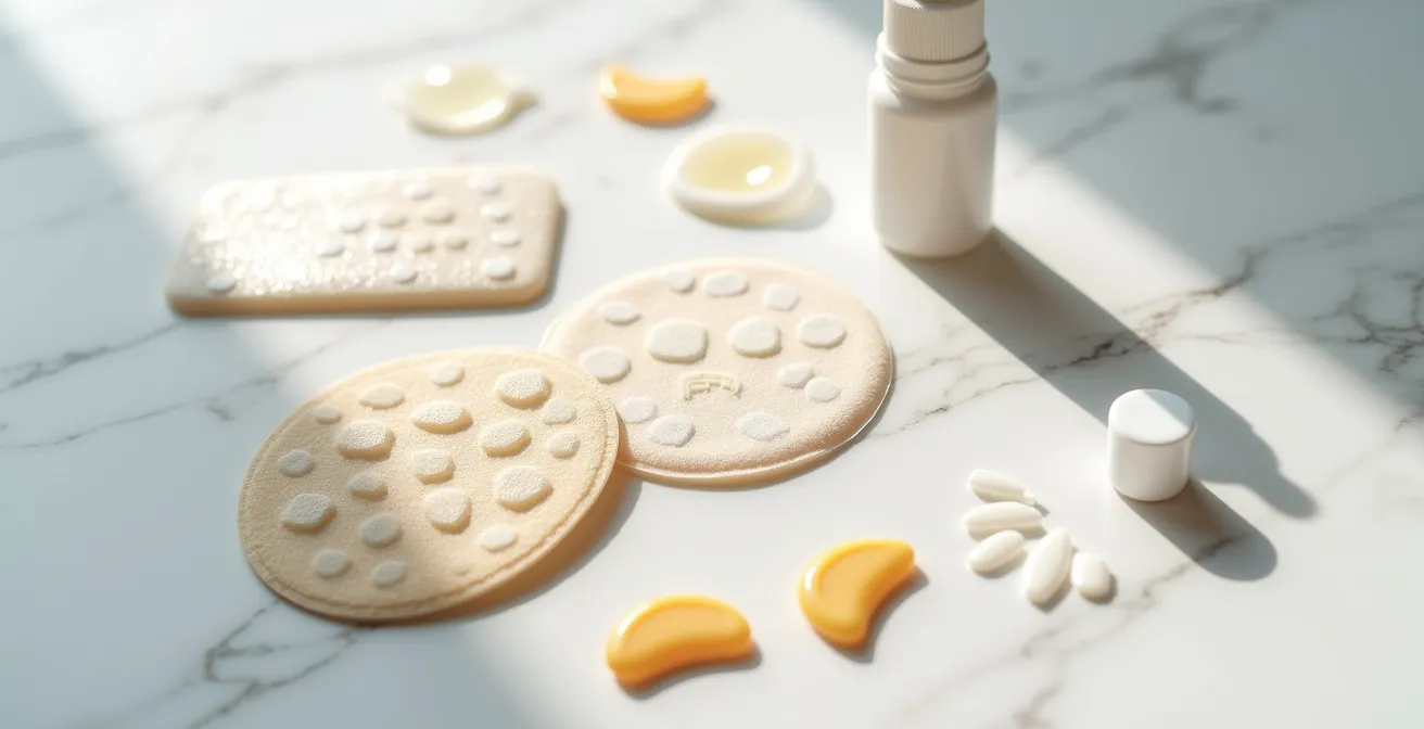 Kit de productos para protección de pies con tacones dispuestos elegantemente