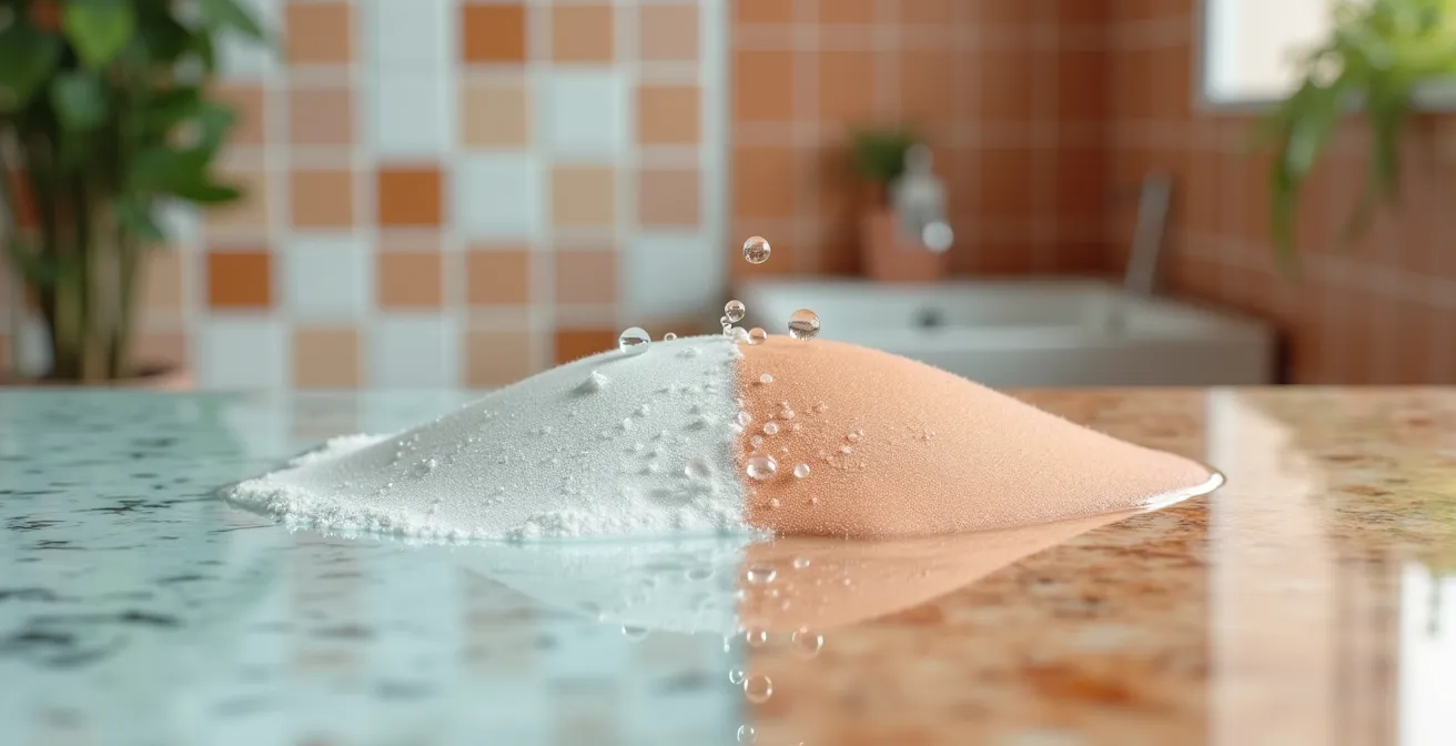 Comparación visual del pH del agua y la piel con efectos de la cal