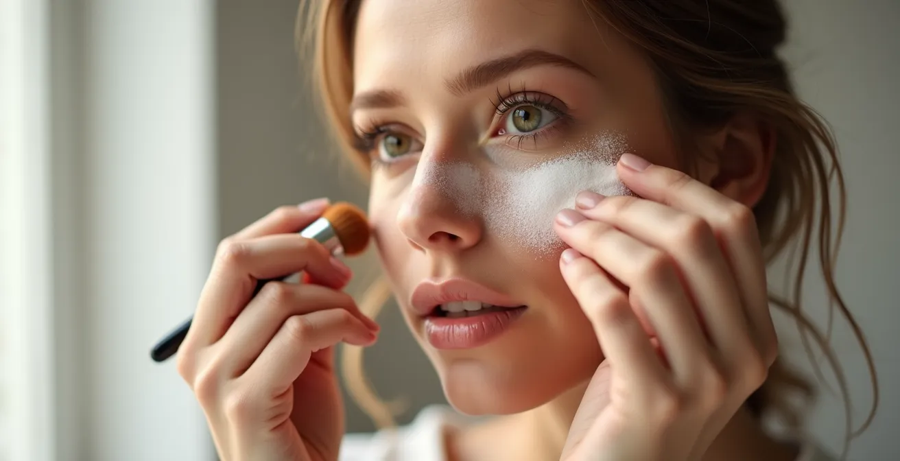 Aplicación selectiva de polvos translúcidos en zonas con textura