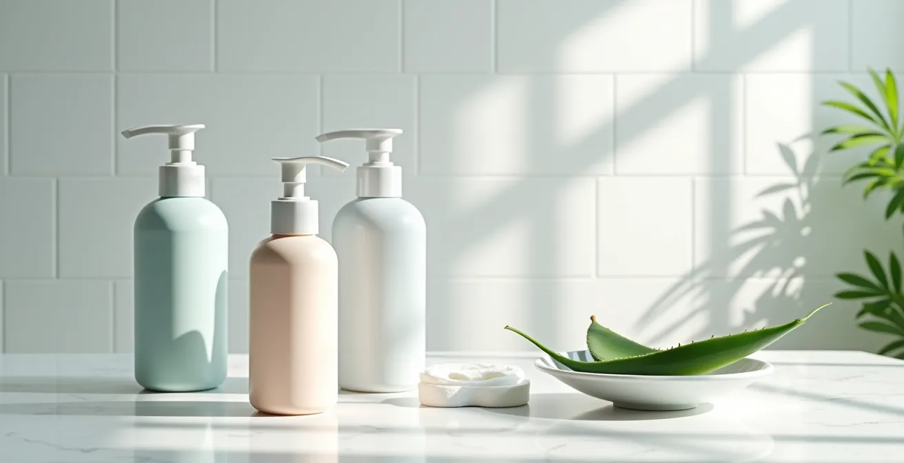 Texturas suaves de productos sin fragancia para rosácea sobre piel sensible